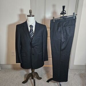 Stafford Black Pinstripe Suit